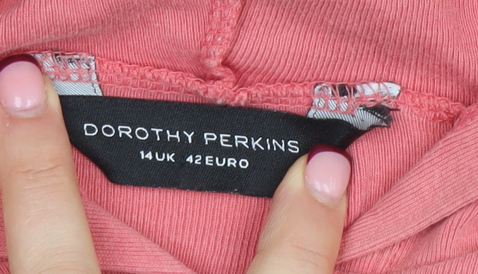 Dorothy Perkins Women's Pink Full Zip Hoodie Size 14 Cotton Casual