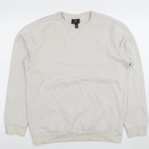 H&M Men’s Beige Relaxed Fit Crew Neck Sweatshirt Size S