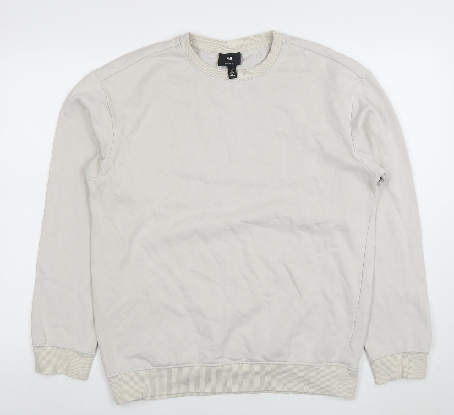 H&M Men’s Beige Relaxed Fit Crew Neck Sweatshirt Size S