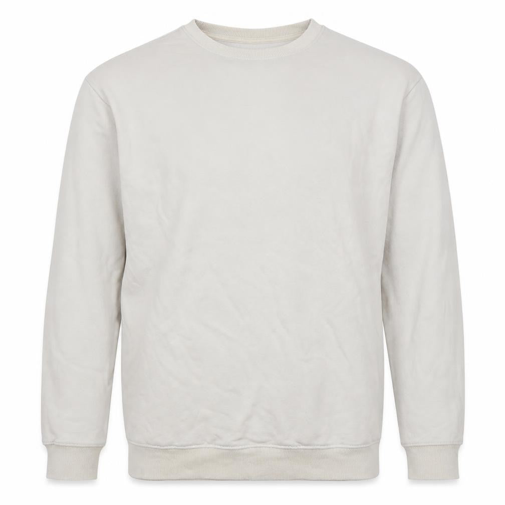 Front view of H&M Men’s Beige Relaxed Fit Crew Neck Sweatshirt, size S