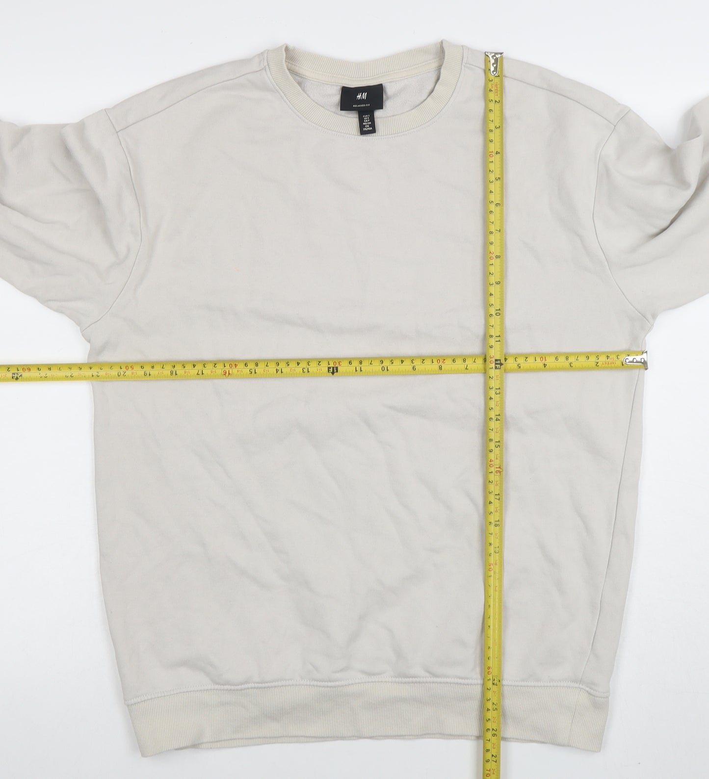 H&M Men’s Beige Relaxed Fit Crew Neck Sweatshirt Size S