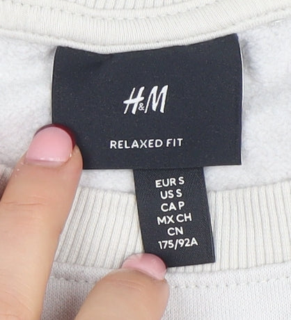 H&M Men’s Beige Relaxed Fit Crew Neck Sweatshirt Size S
