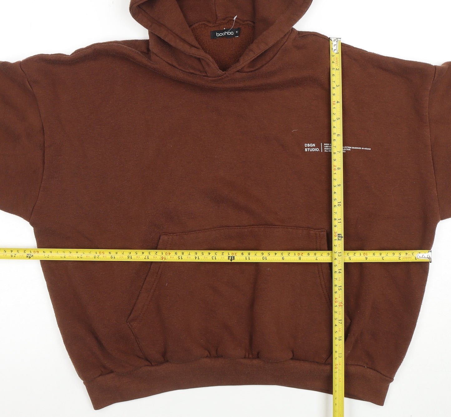 Boohoo Women Brown Pullover Hoodie Medium Cotton Blend Casual