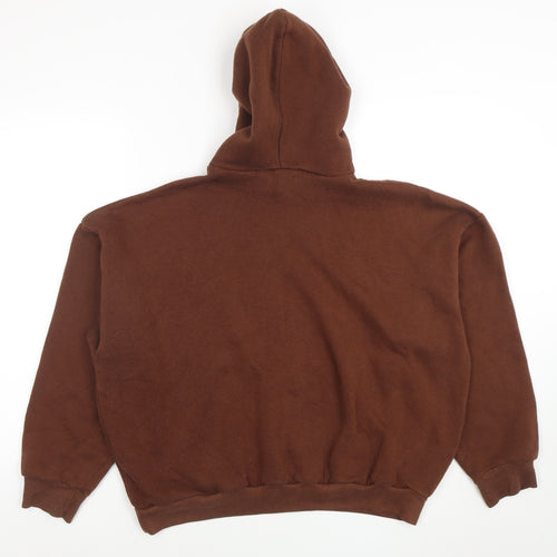 Boohoo Women Brown Pullover Hoodie Medium Cotton Blend Casual