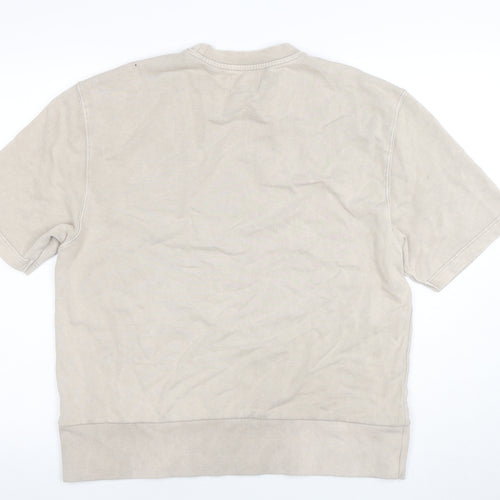 Topman Men's Beige Short Sleeve Crew Neck Cotton T-Shirt Size S