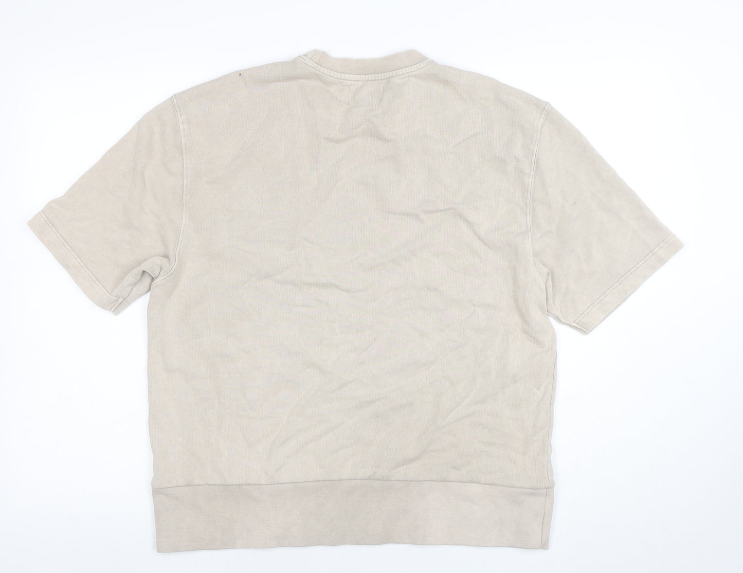 Topman Men's Beige Short Sleeve Crew Neck Cotton T-Shirt Size S