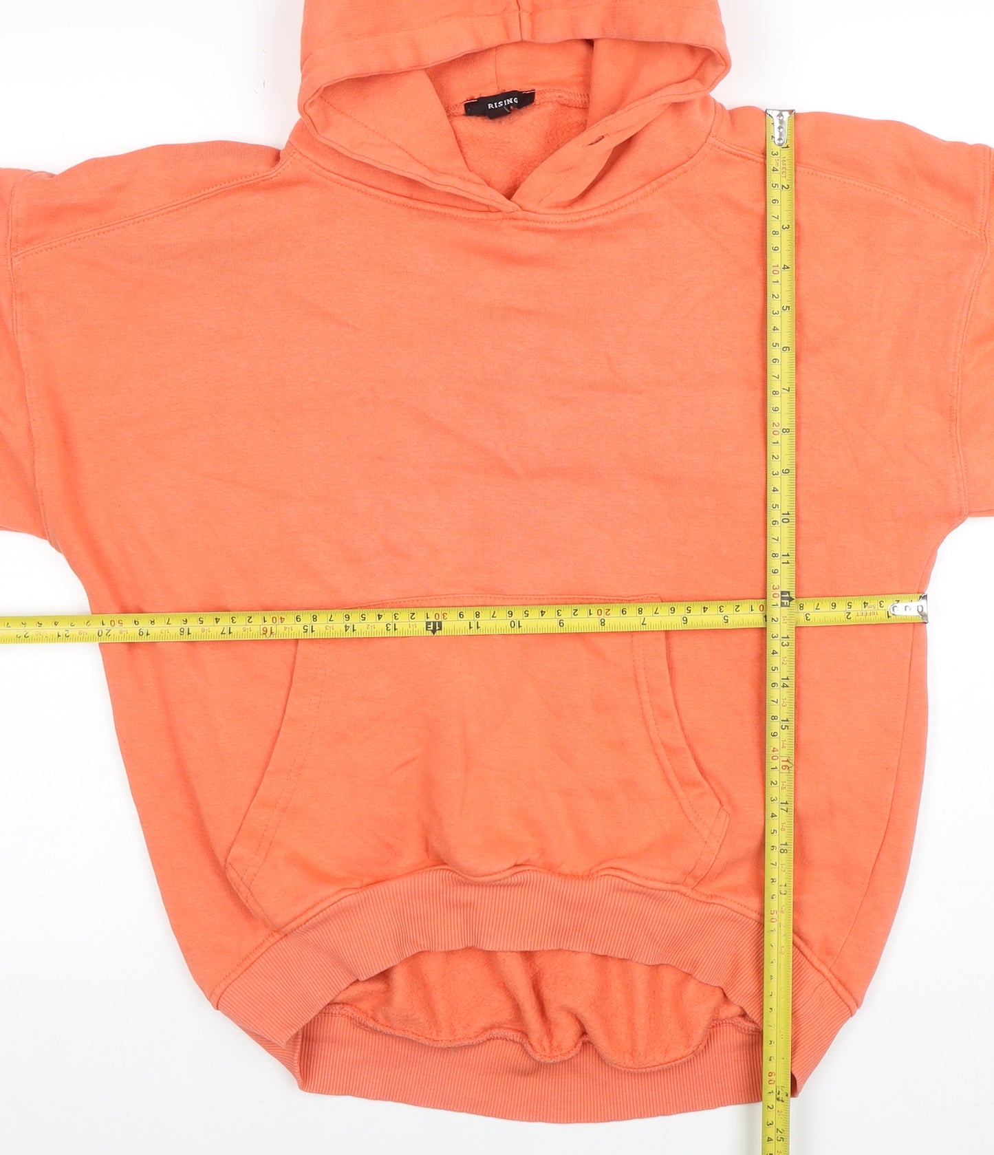 Rising Women's Orange Pullover Hoodie S/M Cotton Blend Casual