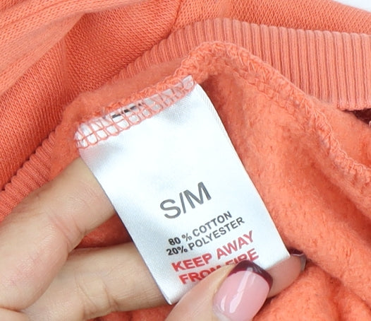 Rising Women's Orange Pullover Hoodie S/M Cotton Blend Casual