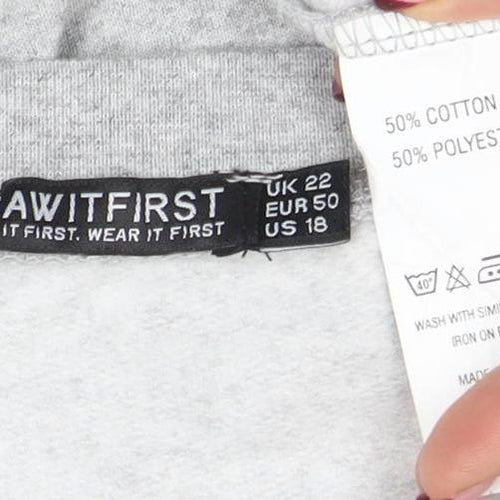 I Saw It First Women Grey Size 22 Crew Neck Pullover Sweatshirt