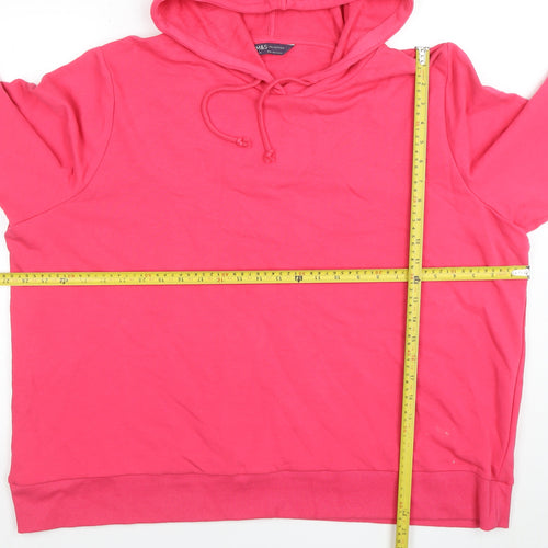 Marks and Spencer Women’s Pink Pullover Hoodie Size 24 Cotton Blend