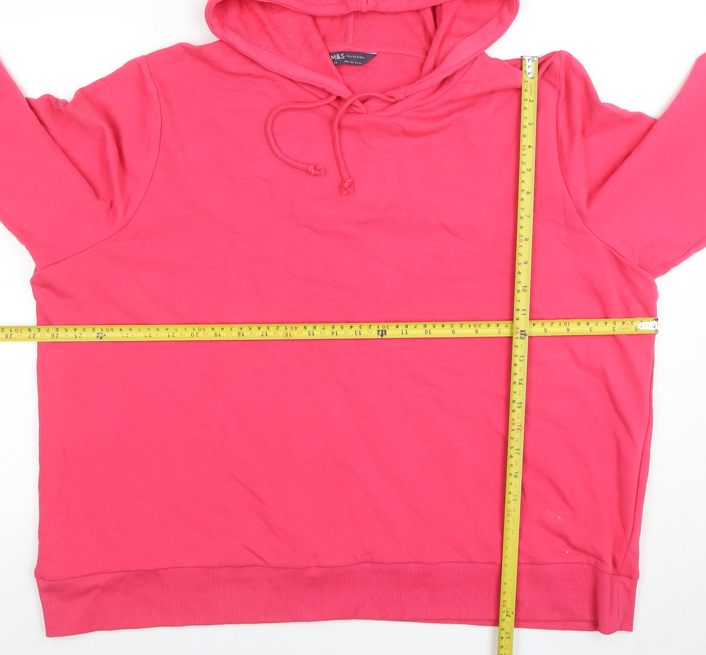 Marks and Spencer Women’s Pink Pullover Hoodie Size 24 Cotton Blend