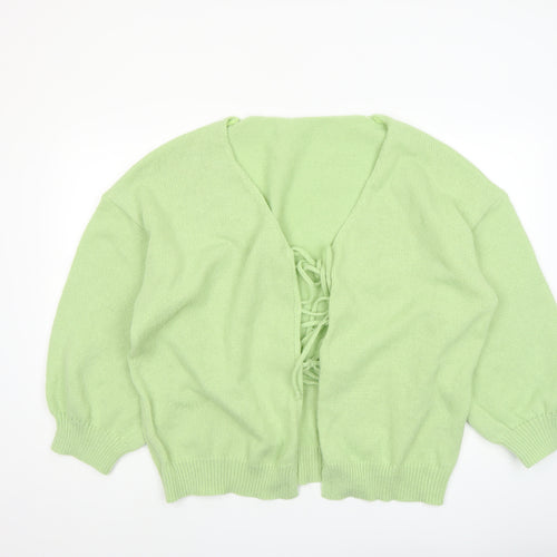SHEIN Curve Women's Green 3XL Knit V-Neck Long Sleeve Cardigan