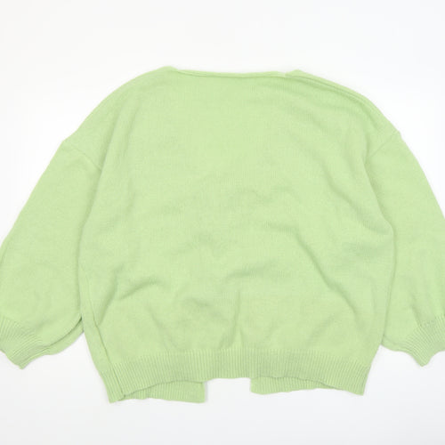 SHEIN Curve Women's Green 3XL Knit V-Neck Long Sleeve Cardigan