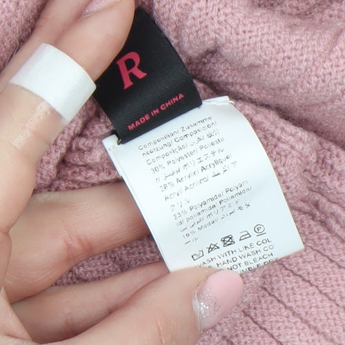 Romwe Womens Pink Ribbed Bell Sleeve Knit Jumper Size 8