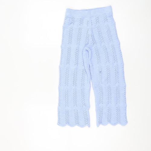 Marks and Spencer Girls Blue Knit Cropped Trousers 4-5 Years