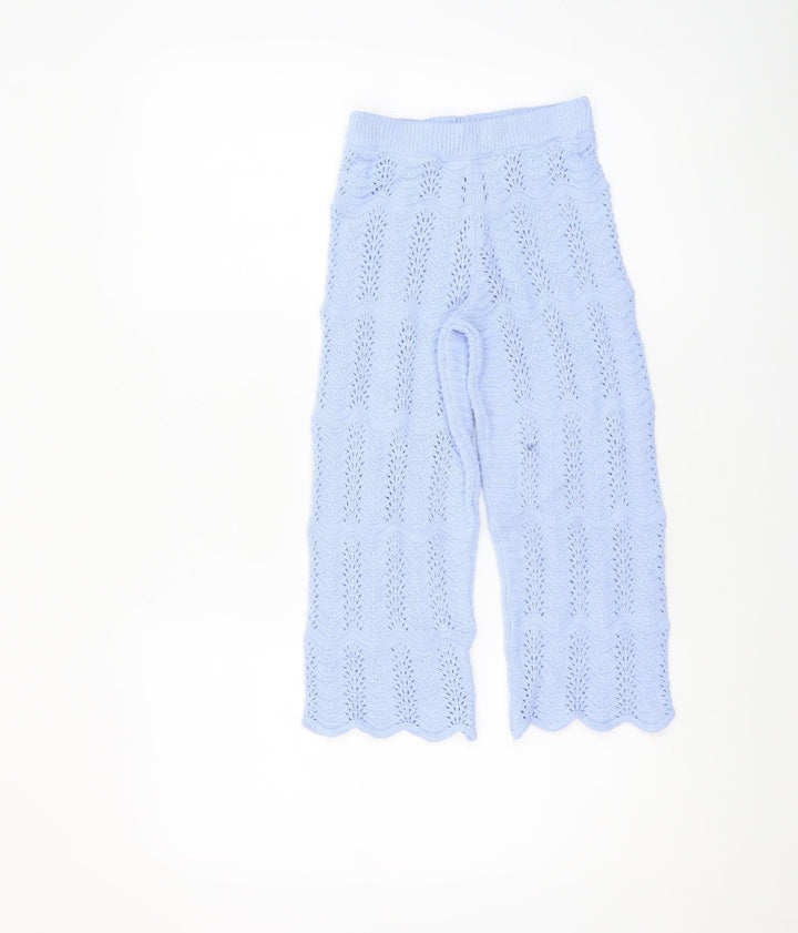 Marks and Spencer Girls Blue Knit Cropped Trousers 4-5 Years