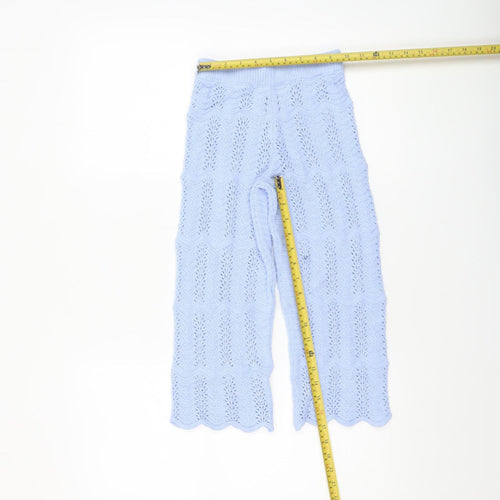 Marks and Spencer Girls Blue Knit Cropped Trousers 4-5 Years