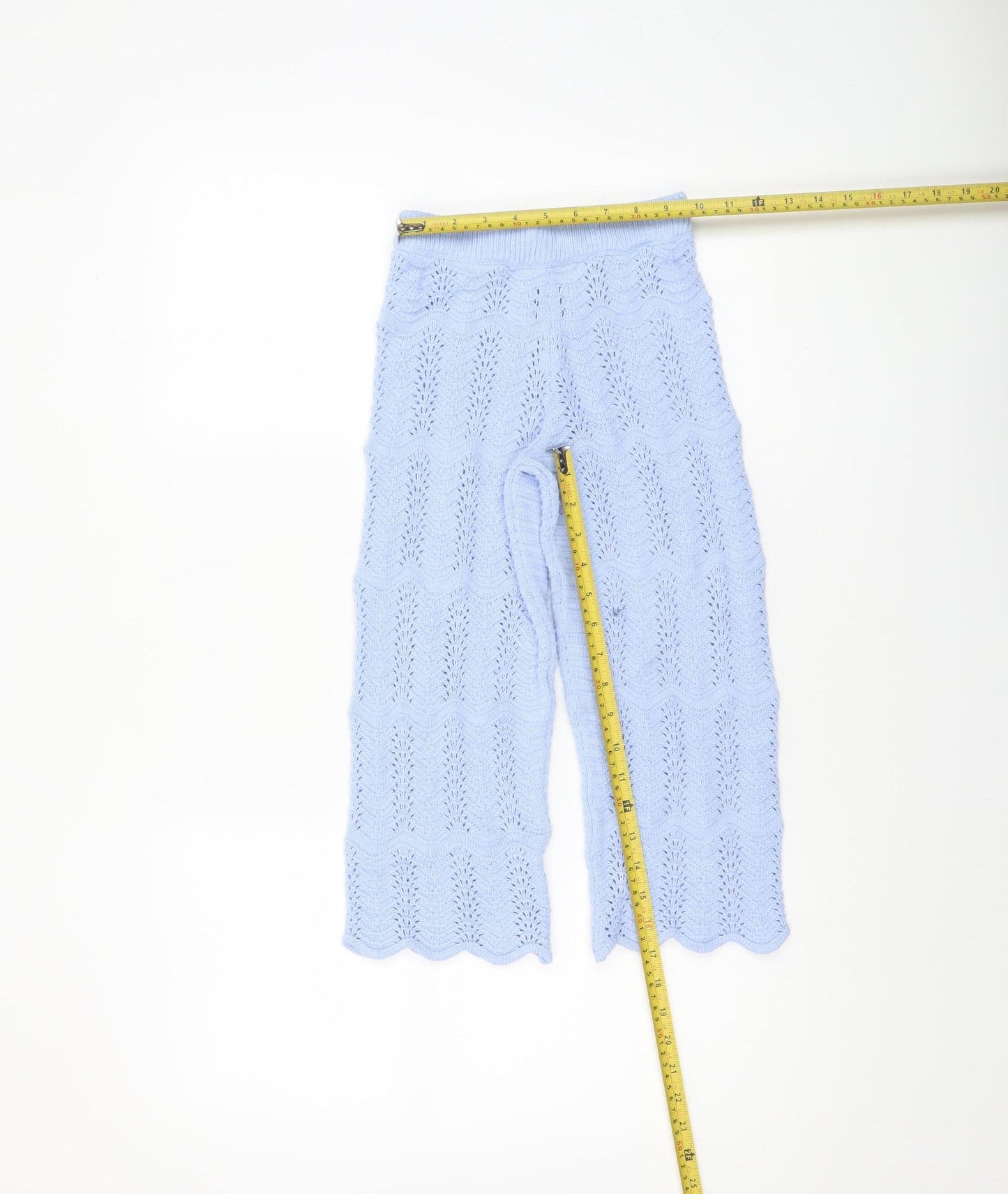 Marks and Spencer Girls Blue Knit Cropped Trousers 4-5 Years