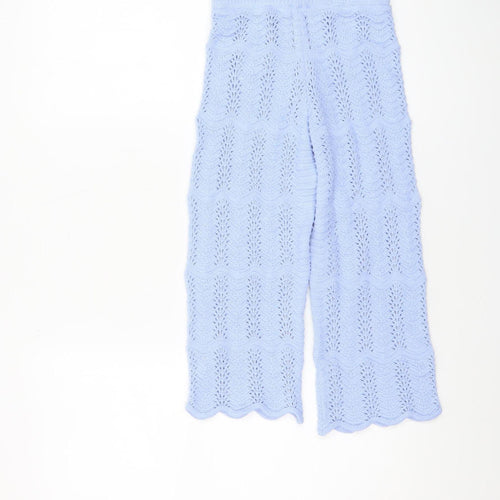Marks and Spencer Girls Blue Knit Cropped Trousers 4-5 Years