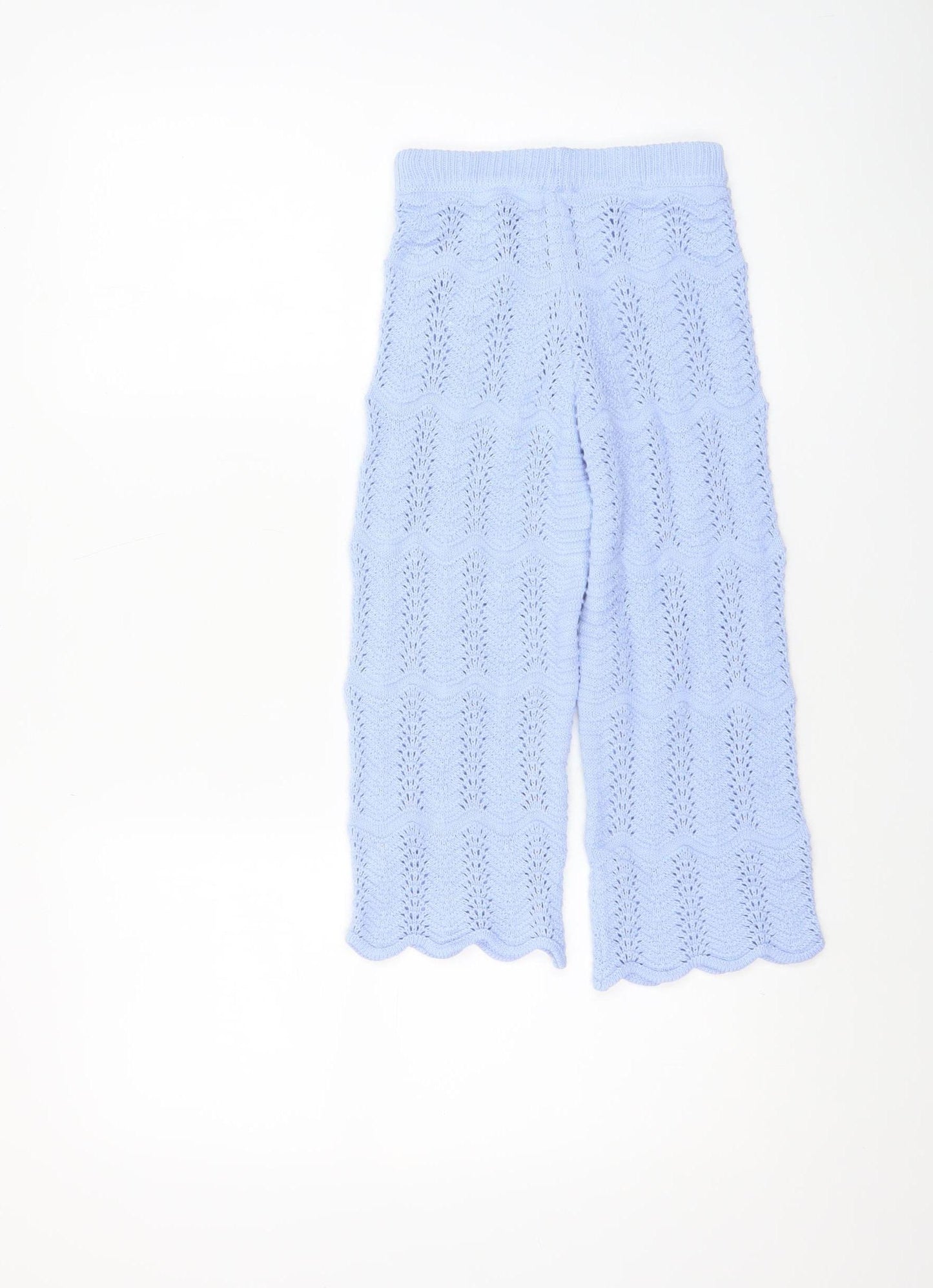 Marks and Spencer Girls Blue Knit Cropped Trousers 4-5 Years