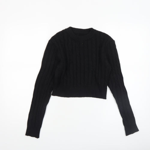 SHEIN Women's Black Cable-Knit Acrylic Jumper Size 14