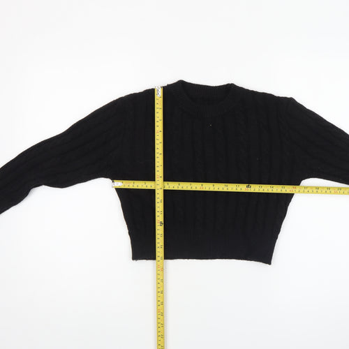 SHEIN Women's Black Cable-Knit Acrylic Jumper Size 14