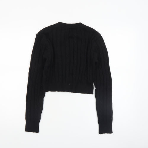 SHEIN Women's Black Cable-Knit Acrylic Jumper Size 14