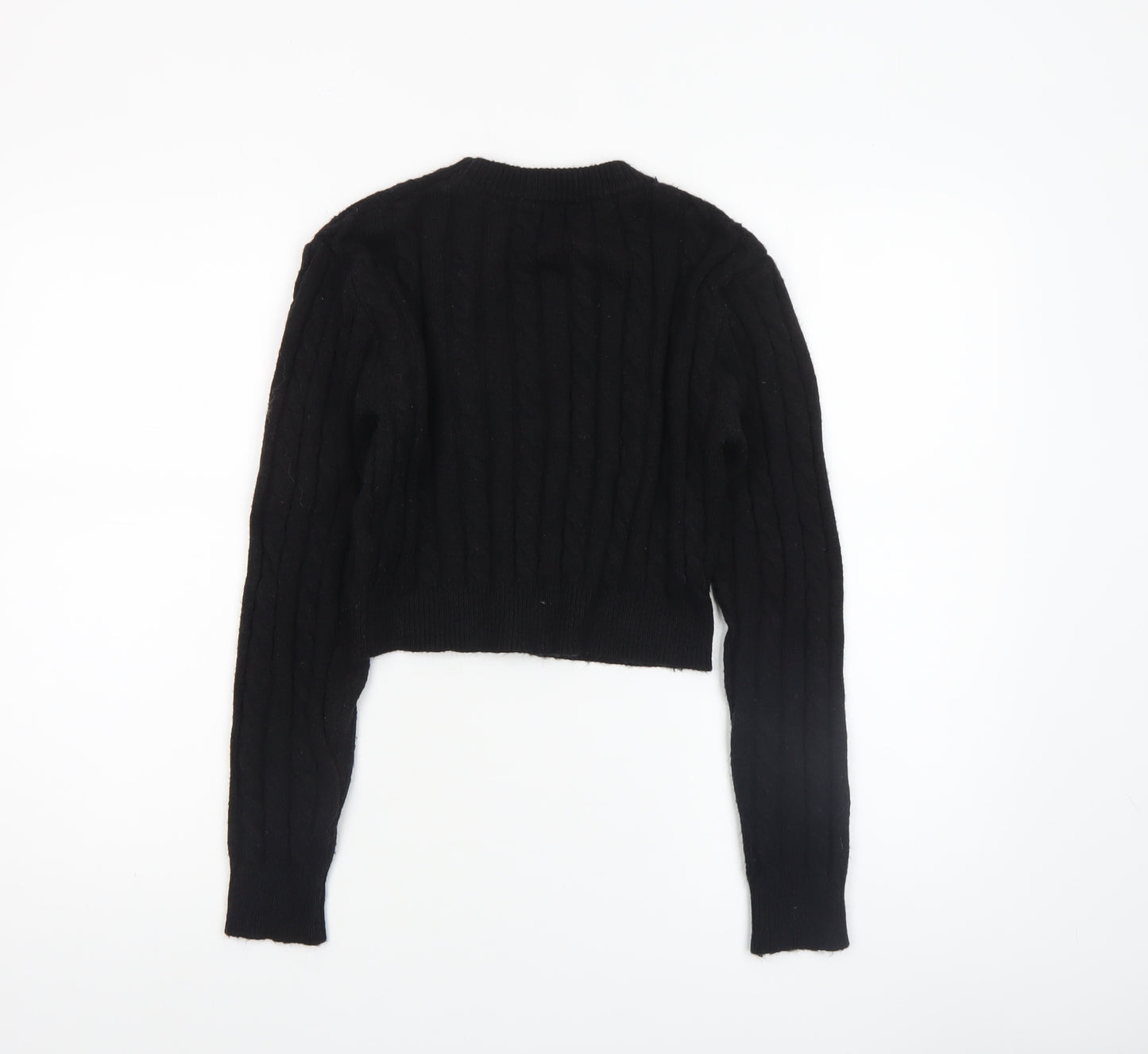 SHEIN Women's Black Cable-Knit Acrylic Jumper Size 14