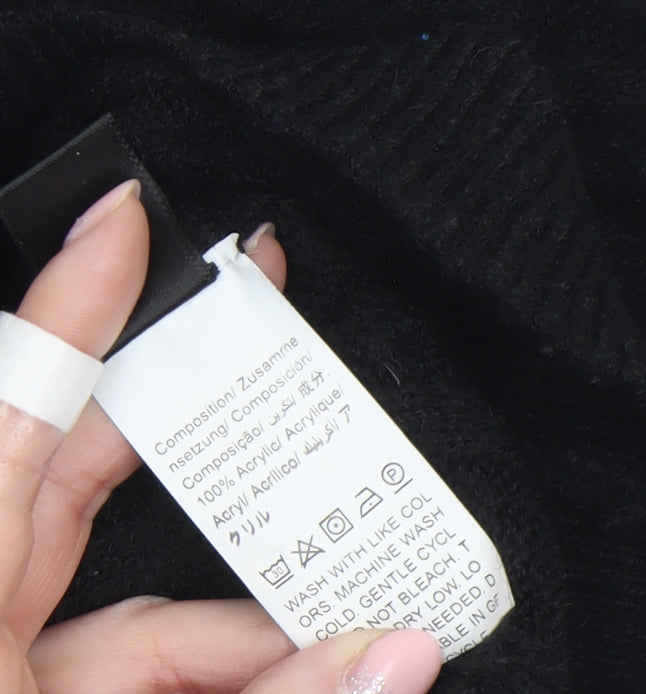 SHEIN Women's Black Cable-Knit Acrylic Jumper Size 14