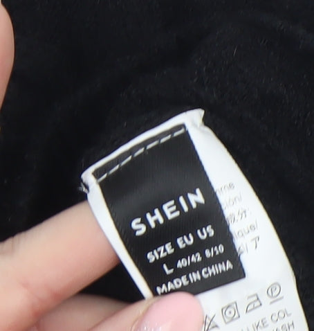 SHEIN Women's Black Cable-Knit Acrylic Jumper Size 14