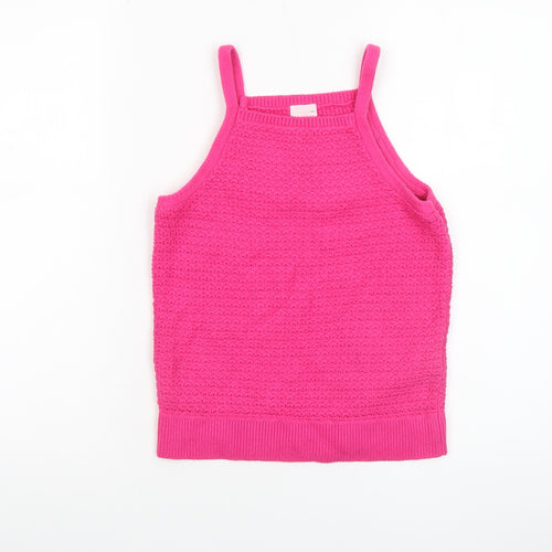 Abercrombie Kids Girls Pink Knit Halter Tank Top 15-16 Years Cotton Blend