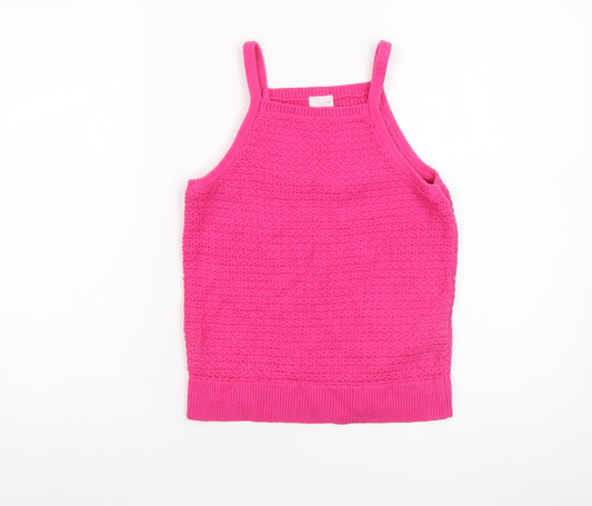 Abercrombie Kids Girls Pink Knit Halter Tank Top 15-16 Years Cotton Blend