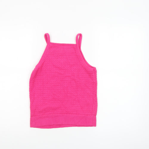 Abercrombie Kids Girls Pink Knit Halter Tank Top 15-16 Years Cotton Blend