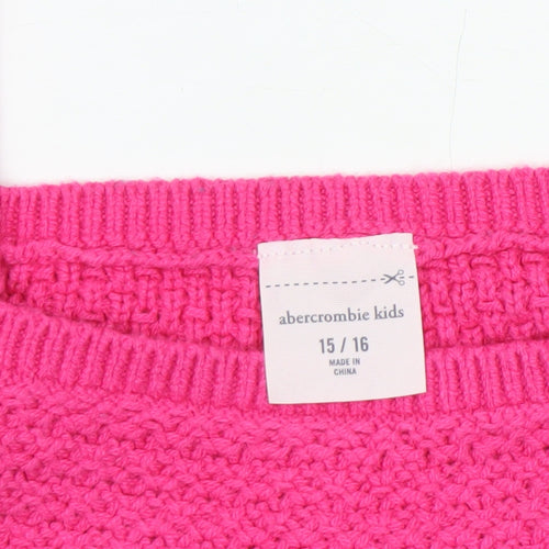 Abercrombie Kids Girls Pink Knit Halter Tank Top 15-16 Years Cotton Blend
