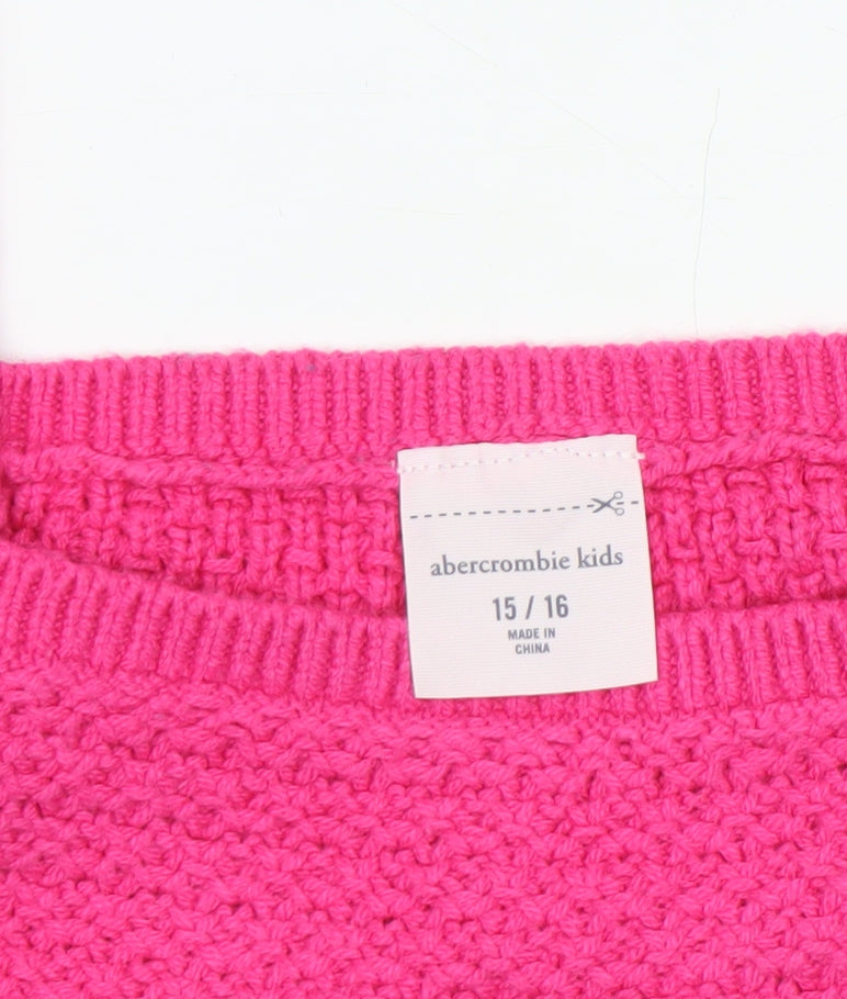 Abercrombie Kids Girls Pink Knit Halter Tank Top 15-16 Years Cotton Blend
