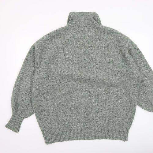 Zara Womens Green Collared Henley Knit Jumper Size 12