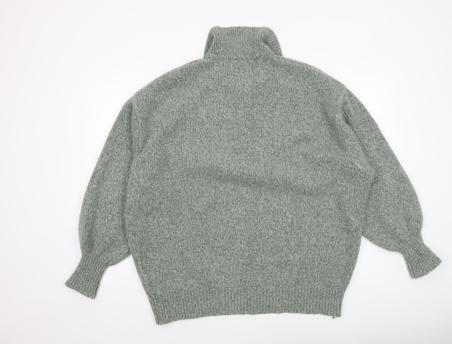 Zara Womens Green Collared Henley Knit Jumper Size 12