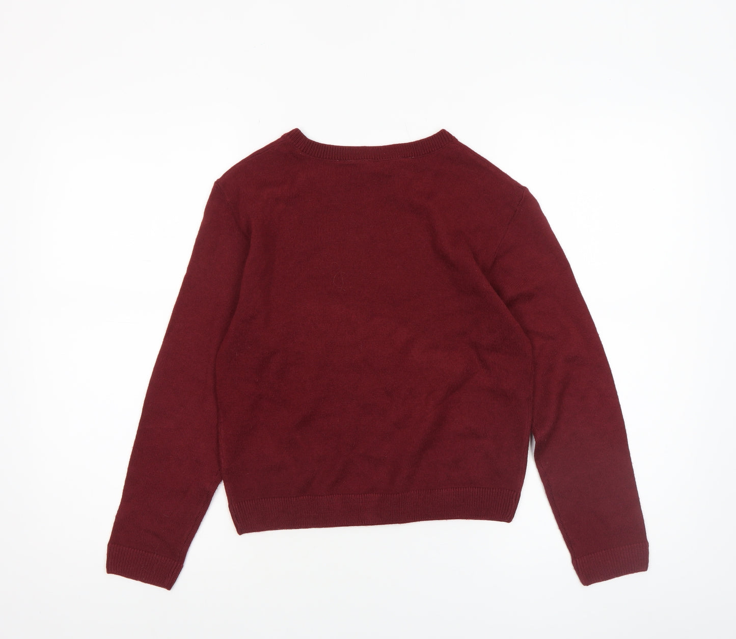 H&M Girls Burgundy Hogwarts Jumper 10-12 Years Acrylic Knit Crew Neck