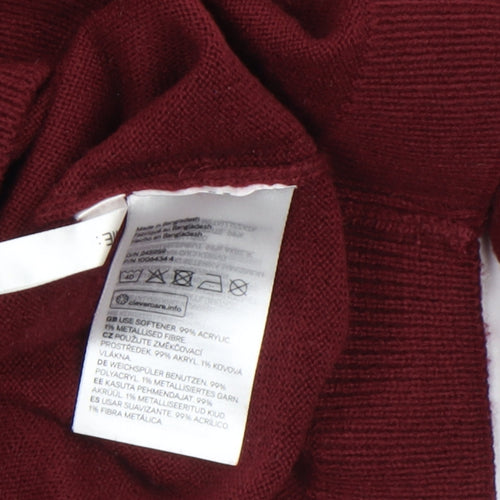 H&M Girls Burgundy Hogwarts Jumper 10-12 Years Acrylic Knit Crew Neck