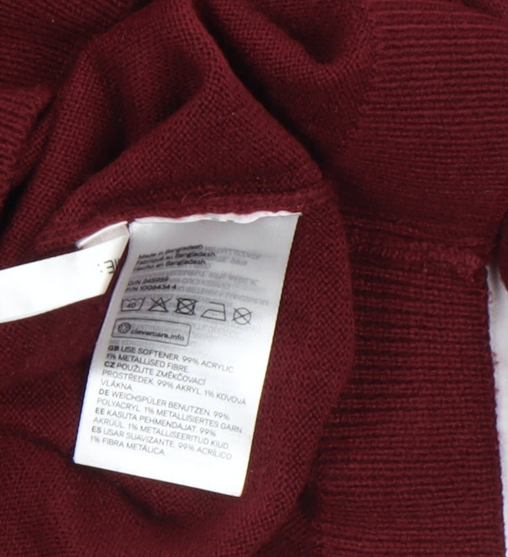H&M Girls Burgundy Hogwarts Jumper 10-12 Years Acrylic Knit Crew Neck