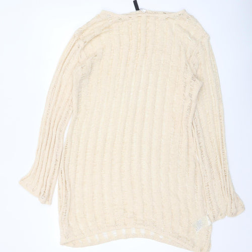 H&M Divided Women’s Beige Open-Knit Long Sleeve Pullover Jumper Size 12