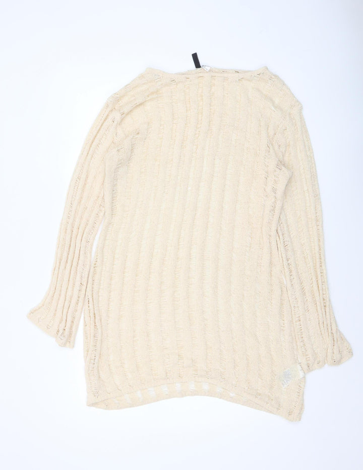 H&M Divided Women’s Beige Open-Knit Long Sleeve Pullover Jumper Size 12