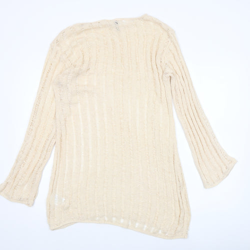 H&M Divided Women’s Beige Open-Knit Long Sleeve Pullover Jumper Size 12