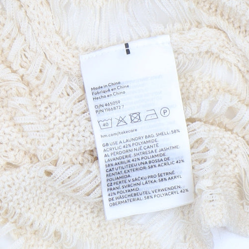 H&M Divided Women’s Beige Open-Knit Long Sleeve Pullover Jumper Size 12
