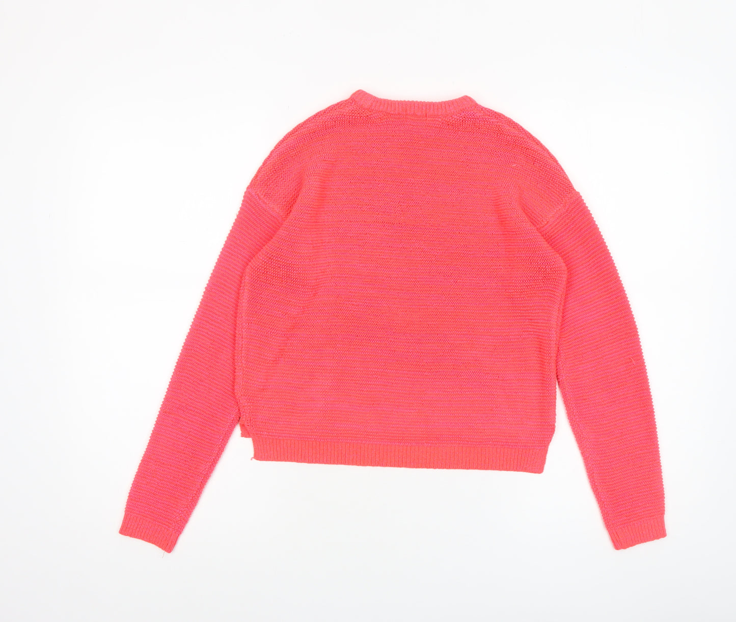 Next Girls Pink Acrylic Nylon Pullover Jumper 11 Years Crew Neck Heart Detail