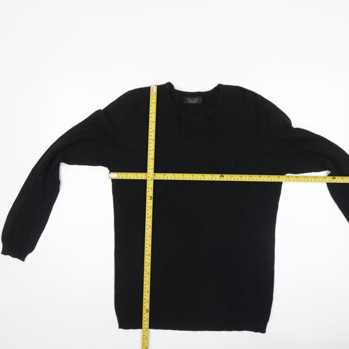 Zara Man Black Cotton Blend Men's S Crew Neck Knit Jumper