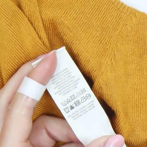 Primark Womens Yellow XS Lightweight Open Knit Cardigan
