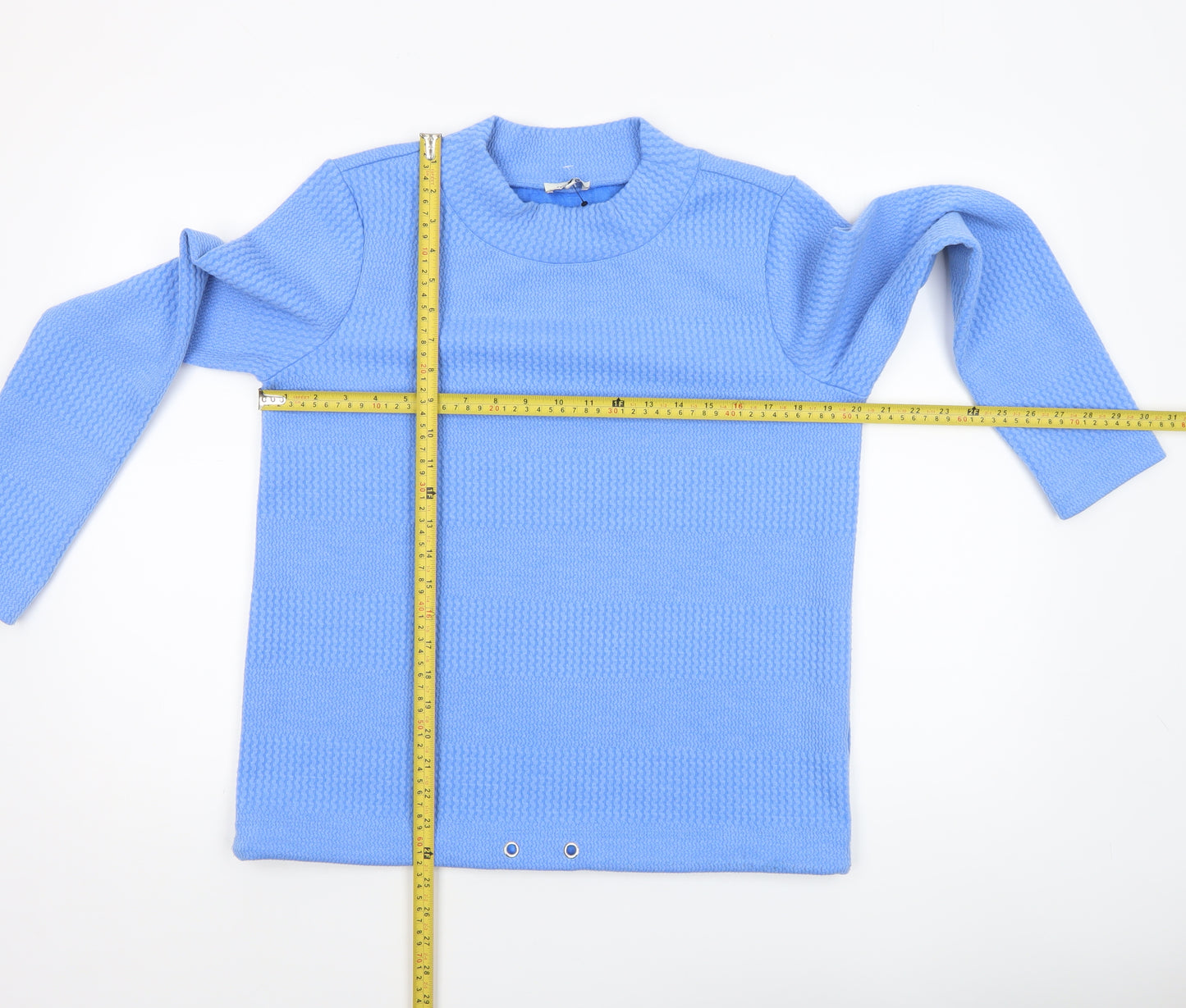 Tom Tailor Women Blue Textured Knit Pullover Sweatshirt Size S