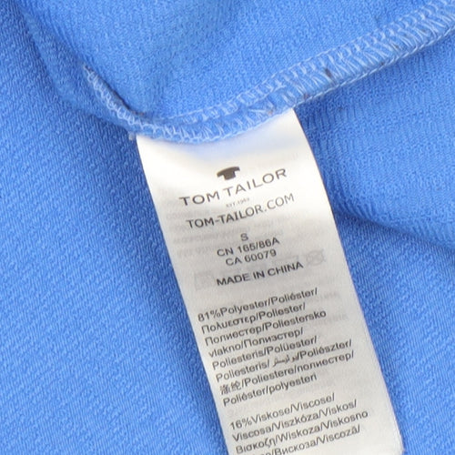 Tom Tailor Women Blue Textured Knit Pullover Sweatshirt Size S