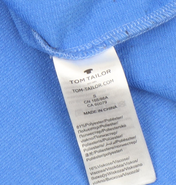 Tom Tailor Women Blue Textured Knit Pullover Sweatshirt Size S